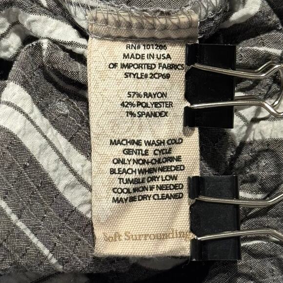 Soft Surroundings Pants Crop Cargo Pull On Coastal Beach Stripe Gray White Large - Picture 3 of 4